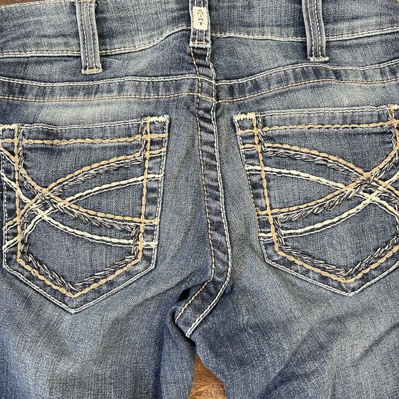 Ariat Real MR Denim Jeans Size 28S Short Low Mid Rise Bootcut Entwined Stretch - Picture 14 of 14